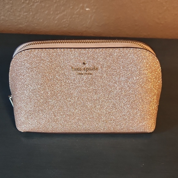 Kate Spade Rose Gold Glitter Cosmetic Bag - Picture 1 of 7